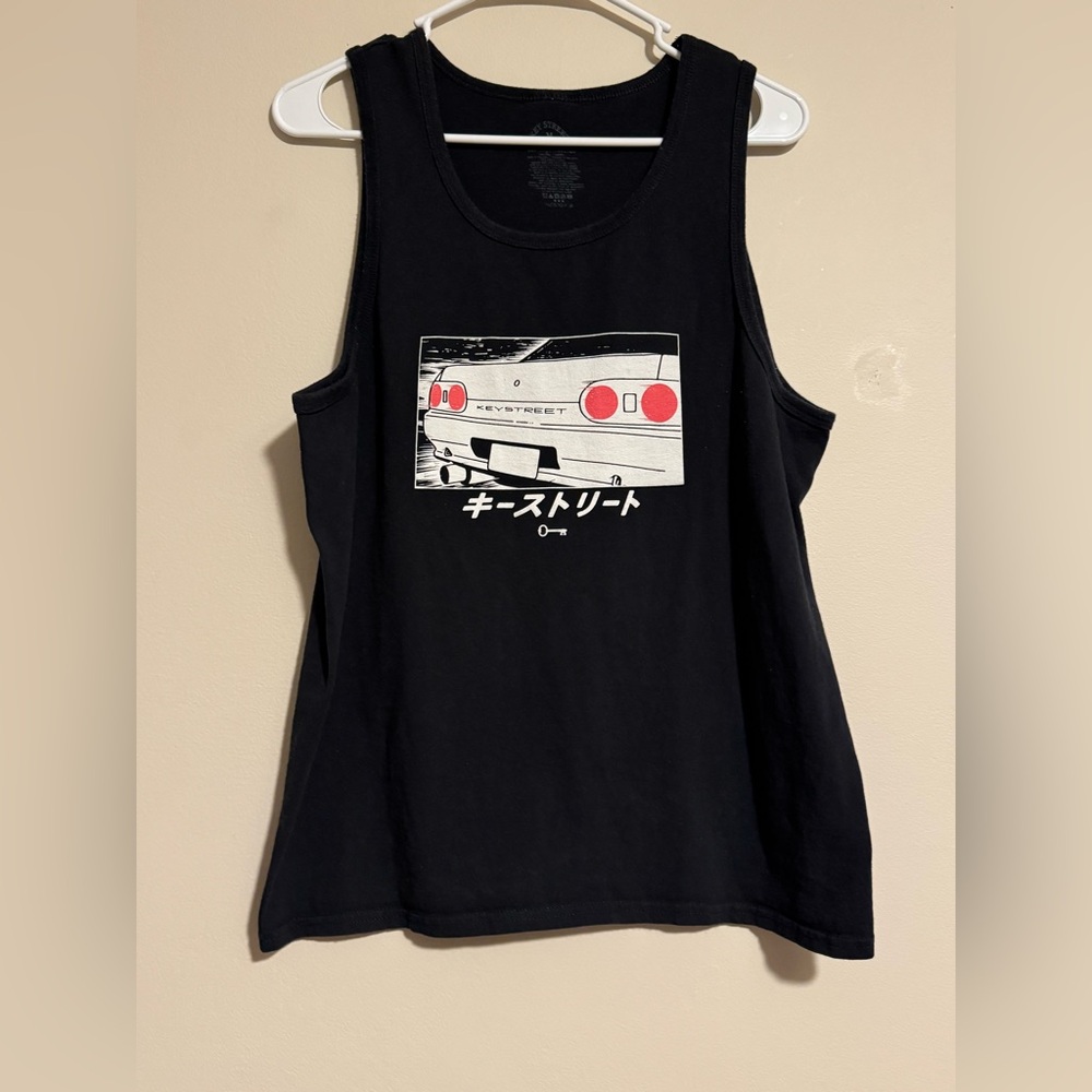 EUC Key Street Black and White Driftin Graphic Tank Top size medium